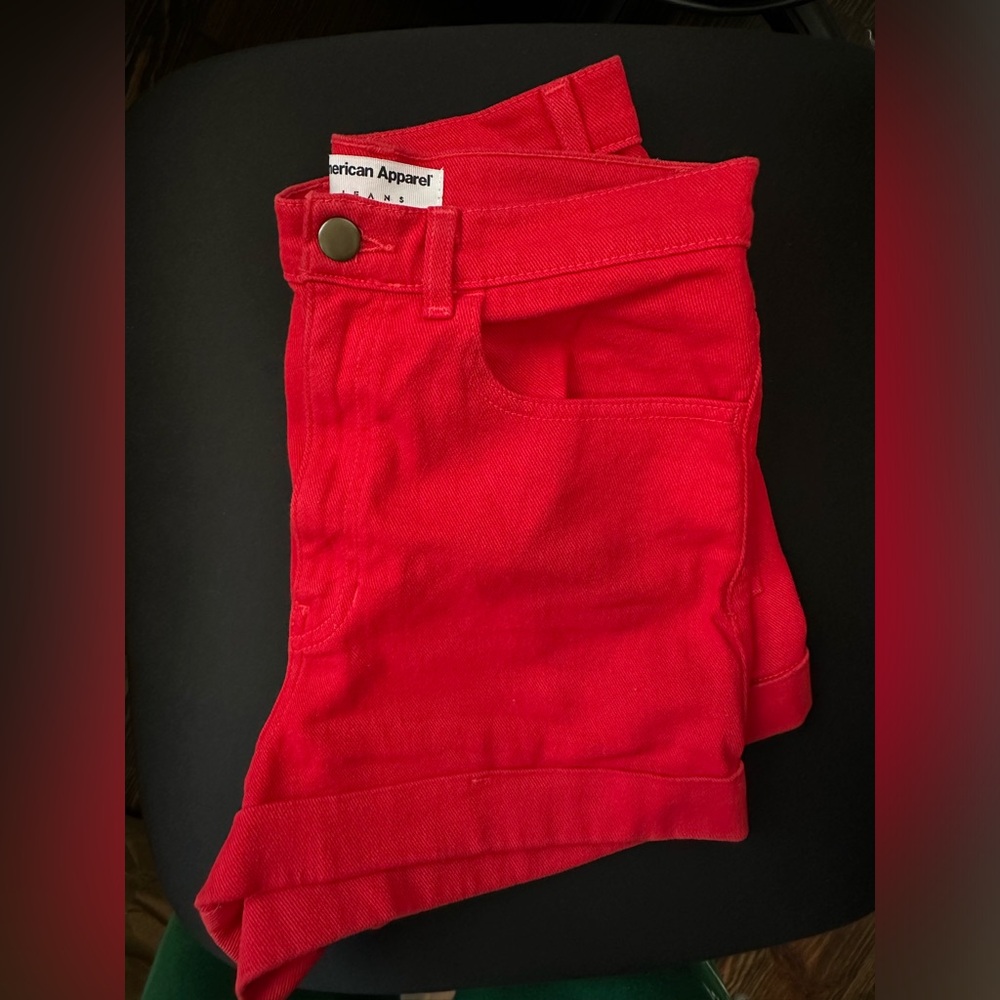 American Apparel - Red Denim Shorts